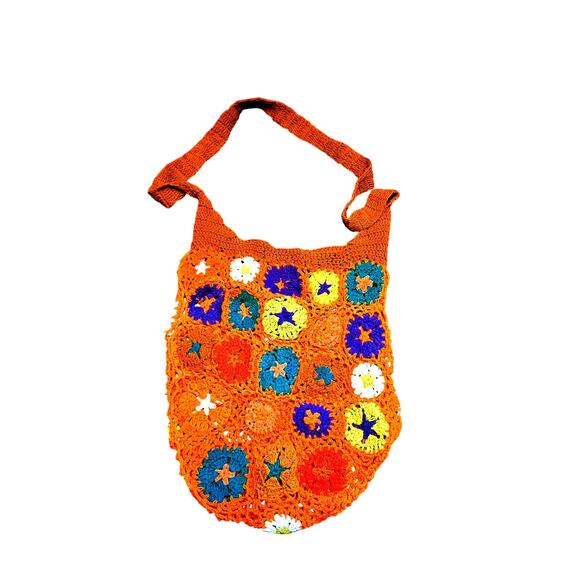 Urban Outfitters orange floral crochet bag - Picture 1 of 3